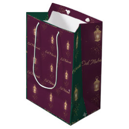 Magenta/Grüne Eid-Geschenktasche Mittlere Geschenktüte