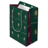 Magenta/Grüne Eid-Geschenktasche Mittlere Geschenktüte (Rückseite Schrägansicht)