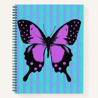 Magenta Grunge Butterfly Spiral Notebook Notizblock