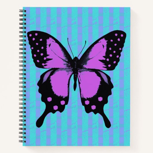 Magenta Grunge Butterfly Spiral Notebook Notizblock (Vorderseite)