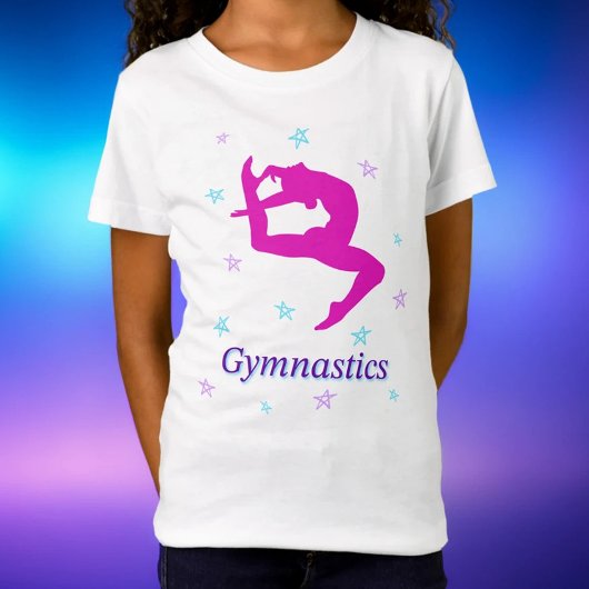 Magenta Gymnastik Leaping Silhouette Star T-Shirt