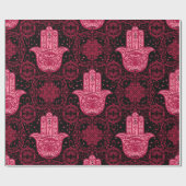 Magenta Hamsa Hand auf Black Beautiful Geschenkpapier (Flach)