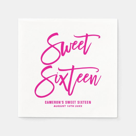 Magenta Hand Lettered Baby Shooting Paper Napkins Serviette (Vorderseite)