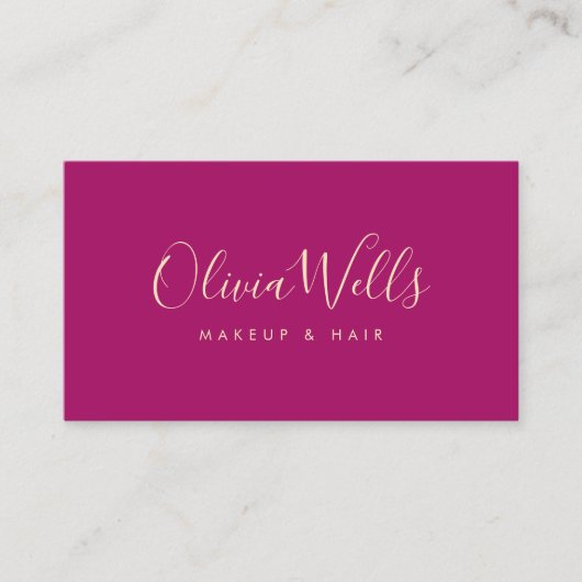 Magenta Handgeschriebene Script Social Media Icons Visitenkarte (Vorderseite)