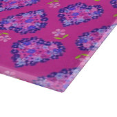 Magenta Hearts and Blume Glass Cutting Board Schneidebrett (Ecke)