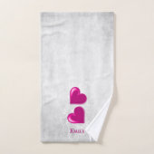 Magenta Hearts Personalisiert Bath Handtuch Set (Handtuch)