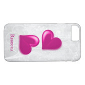 Magenta Hearts Personalisiert Case-Mate iPhone Hülle (Rückseite (Horizontal))