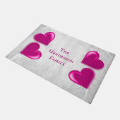 Magenta Hearts Personalisiert Doormat Fußmatte (Schrägansicht)
