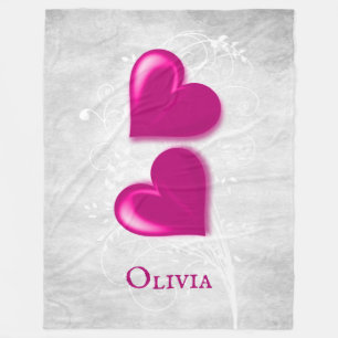 Magenta Hearts Personalisiert Fleece Blanket