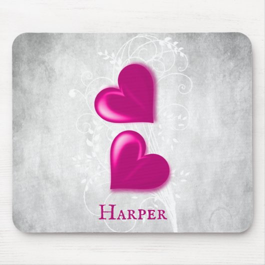 Magenta Hearts Personalisiert Mouse Pad Mousepad (Vorne)