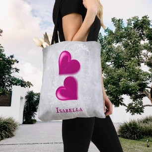 Magenta Hearts Personalisiert Tote Bag Tasche
