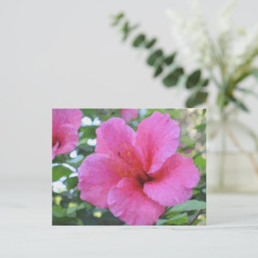 Magenta Hibiskus Postkarte (Stehend Vorderseite)