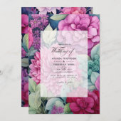 Magenta-Hochzeit im Herbst Einladung (Vorne/Hinten)