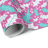 Magenta Holly Wrapping Paper Roll Geschenkpapier (Rolleneckpunkt)