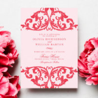 Magenta Hot Pink Baroque Chic Funky Wedding