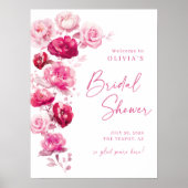 Magenta Hot Pink Brautparty Begrüßungszeichen Poster (Vorne)