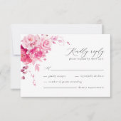 Magenta Hot Pink Floral Elegante Wedding RSVP Card Karte (Vorderseite)