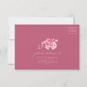 Magenta Hot Pink Floral Elegante Wedding RSVP Card Karte (Rückseite)