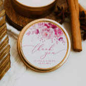 Magenta Hot Pink Floral Wedding Vielen Dank Runder Aufkleber
