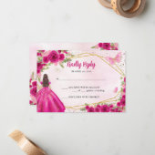 Magenta Hot Pink Gold Blumendruckerei UAWG Mitteilungskarte (Vorderseite/Rückseite Beispiel)