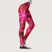 Magenta Hot Pink Psychedelic Mandelbrot Fraktal Leggings (Rechts)