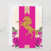 Magenta Hot Pink Rose Extravagant Charro Quinceane Einladung (Rückseite)