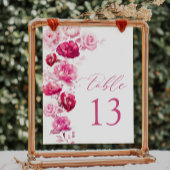 Magenta Hot Pink Rose Floral Wedding Tischnummer