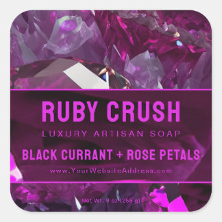 Magenta Hot Pink Ruby Red Abstrakt Product Label Quadratischer Aufkleber