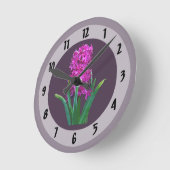 Magenta Hyacinth Runde Wanduhr (Winkel)