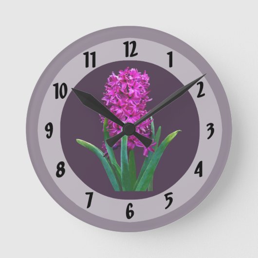 Magenta Hyacinth Runde Wanduhr (Vorderseite)