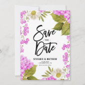 Magenta Hydrangea Floral QR Code Save The Date (Vorderseite)