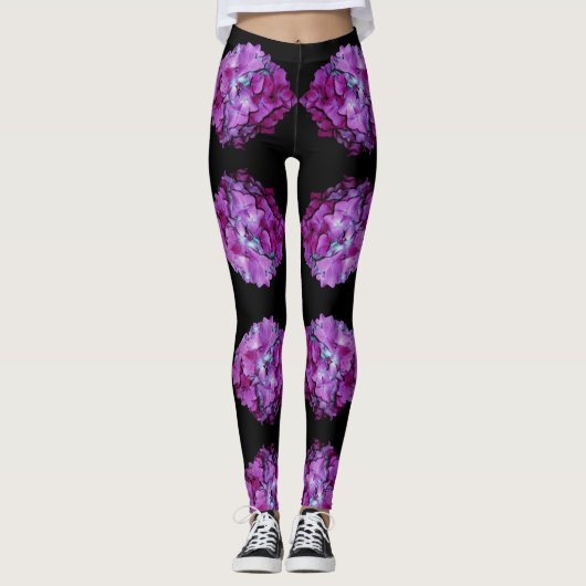 Magenta Hydrangeas Leggings (Vorderseite)