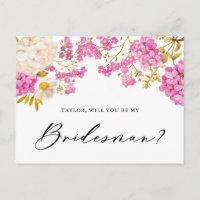 Magenta Hydrangeas werden Sie meine Bridesman-Kart