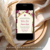Magenta Ivory Floral All in One Sikh Wedding Einladung