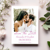 Magenta Jagged Frame Foto Save the Date Ankündigung