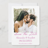 Magenta Jagged Frame Foto Save the Date Ankündigung (Vorderseite)