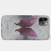 Magenta Jeweled Butterfly Damask Case-Mate iPhone Hülle (Rückseite (Horizontal))