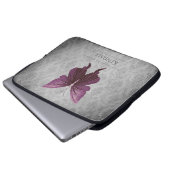 Magenta Jeweled Butterfly Damask Laptopschutzhülle (Vorne Knopf)
