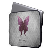 Magenta Jeweled Butterfly Damask Laptopschutzhülle (Vorderseite Links)