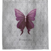 Magenta Jeweled Butterfly Duschvorhang (Vorderseite)