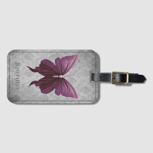 Magenta Jeweled Butterfly Gepäckanhänger (Vorderseite (Horizontal))