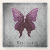 Magenta Jeweled Butterfly Glasuntersetzer (Vorderseite)