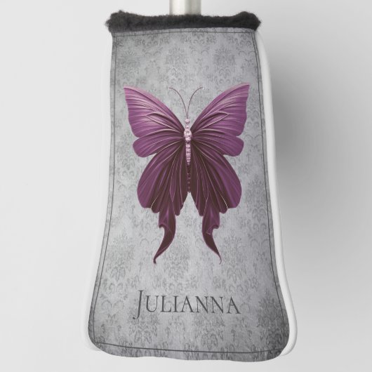Magenta Jeweled Butterfly Golf Headcover (Rotieren 90)
