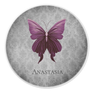 Magenta Jeweled Butterfly Keramikknauf