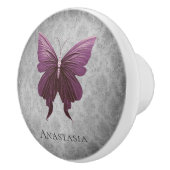 Magenta Jeweled Butterfly Keramikknauf (Rechts)