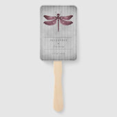 Magenta Jeweled Dragonfly Gastgeschenk Hochzeit Fächer (Rückseite)