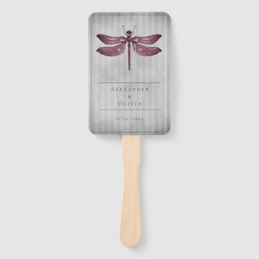 Magenta Jeweled Dragonfly Gastgeschenk Hochzeit Fächer (Vorderseite)