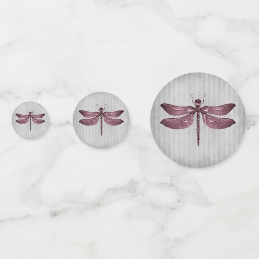 Magenta Jeweled Dragonfly Wedding Konfetti (Rückseiten)