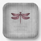 Magenta Jeweled Dragonfly Wedding Pappteller (Vorderseite)