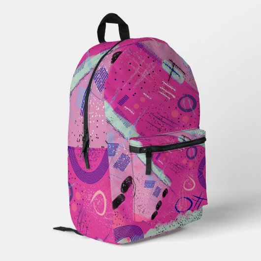 Magenta Joy Bedruckter Rucksack (Rückseitige Ecke links)
